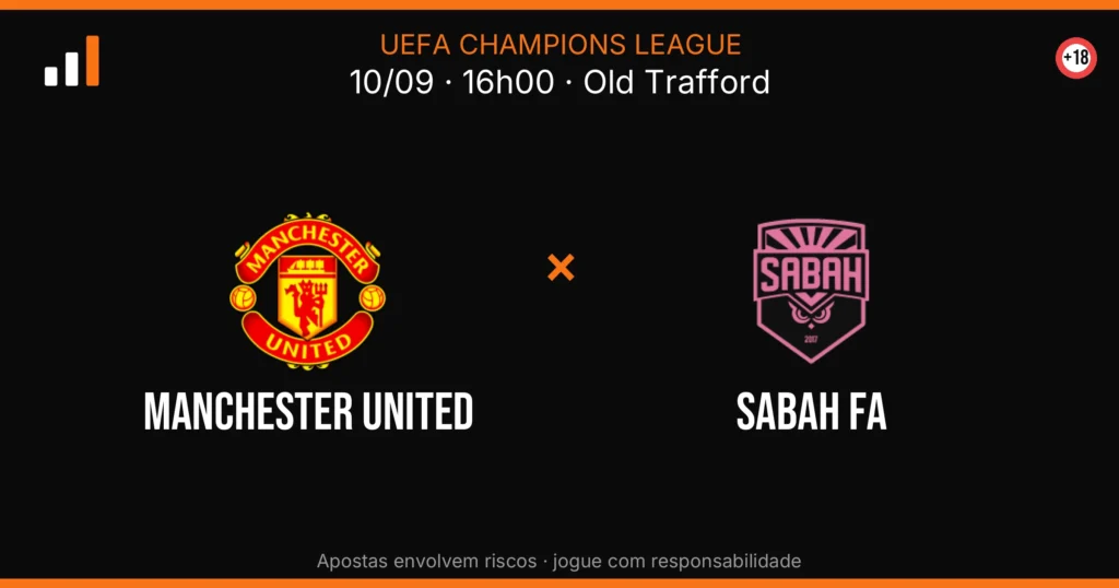 Manchester United x Sabah FA — card do confronto (OddsFutebol)