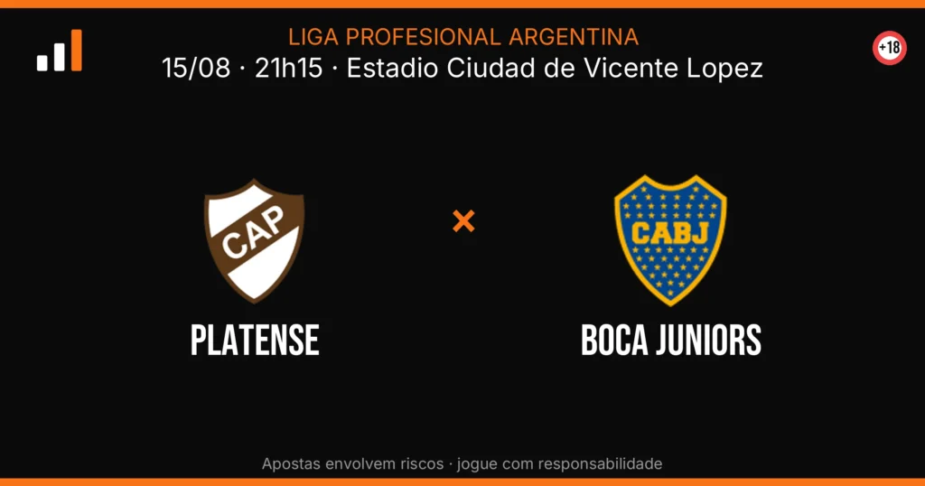 Platense x Boca Juniors — card do confronto (OddsFutebol)